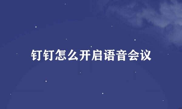 钉钉怎么开启语音会议