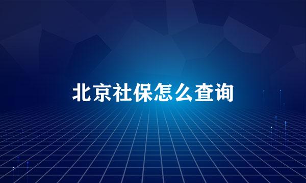 北京社保怎么查询