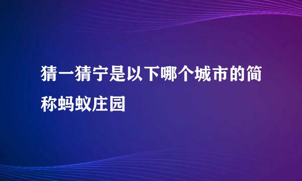 猜一猜宁是以下哪个城市的简称蚂蚁庄园