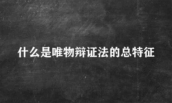 什么是唯物辩证法的总特征