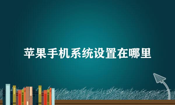 苹果手机系统设置在哪里