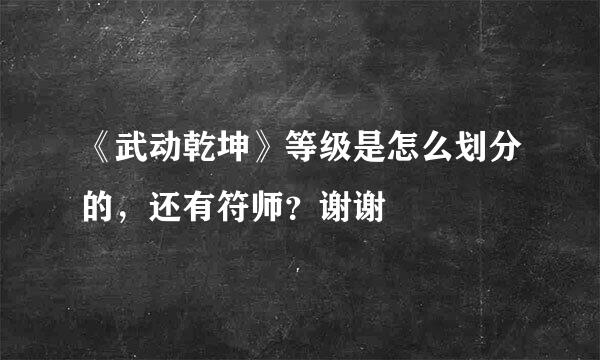 《武动乾坤》等级是怎么划分的，还有符师？谢谢