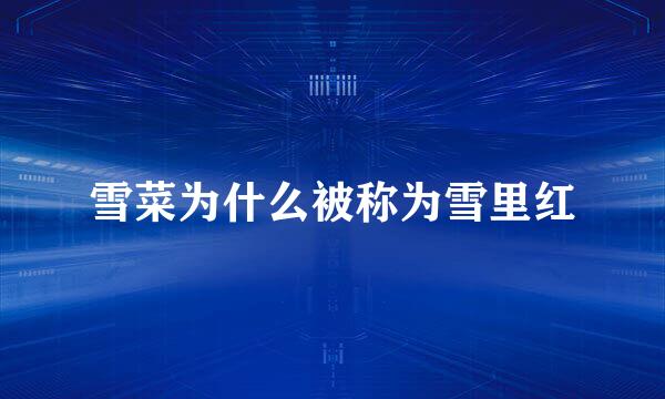 雪菜为什么被称为雪里红