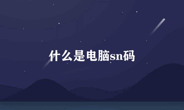 什么是电脑sn码
