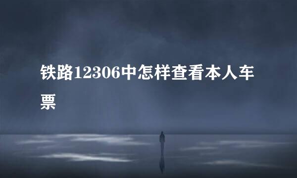 铁路12306中怎样查看本人车票