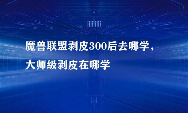 魔兽联盟剥皮300后去哪学，大师级剥皮在哪学