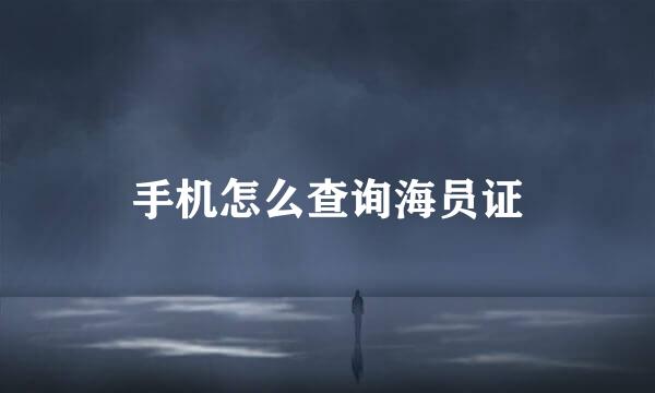 手机怎么查询海员证