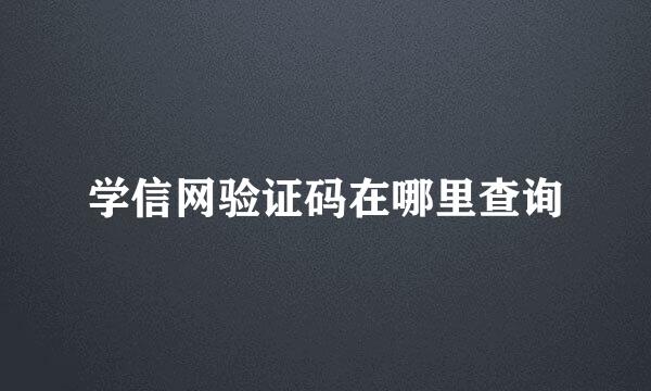学信网验证码在哪里查询