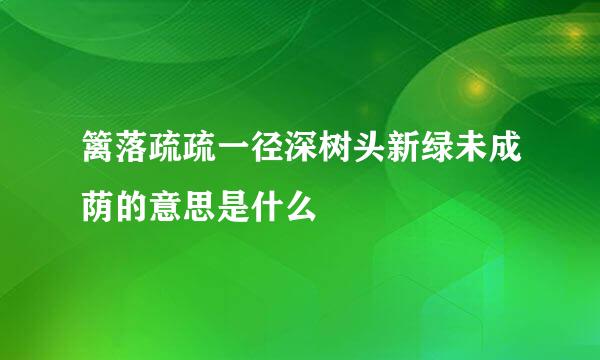 篱落疏疏一径深树头新绿未成荫的意思是什么
