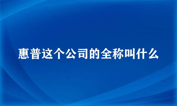 惠普这个公司的全称叫什么