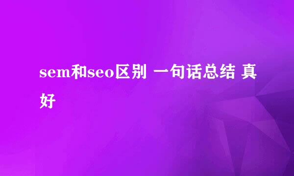 sem和seo区别 一句话总结 真好
