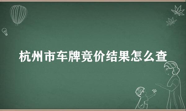 杭州市车牌竞价结果怎么查