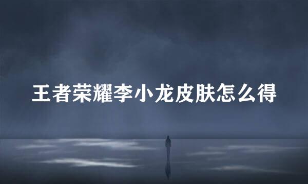 王者荣耀李小龙皮肤怎么得