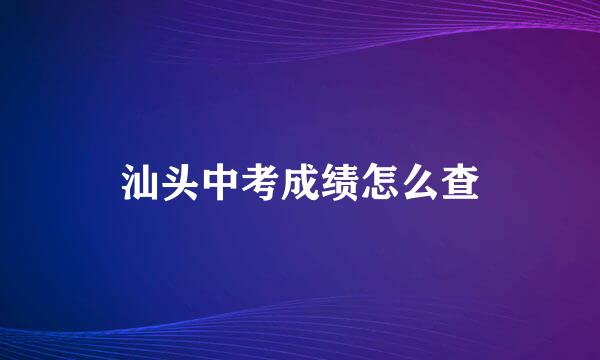 汕头中考成绩怎么查