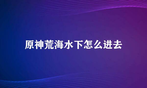 原神荒海水下怎么进去