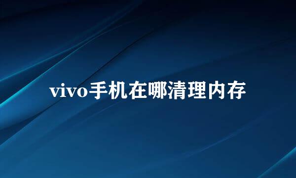 vivo手机在哪清理内存