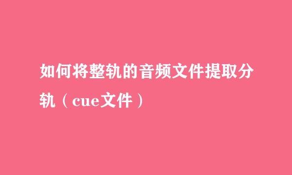 如何将整轨的音频文件提取分轨（cue文件）