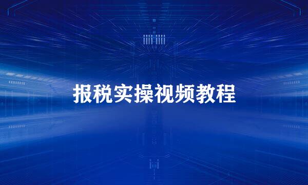 报税实操视频教程