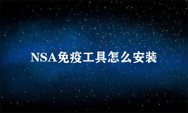 NSA免疫工具怎么安装
