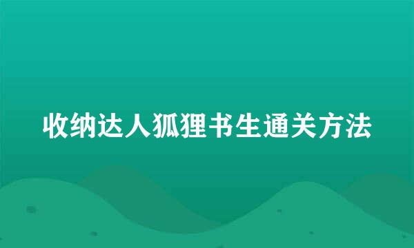 收纳达人狐狸书生通关方法