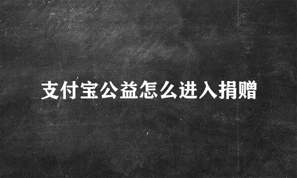 支付宝公益怎么进入捐赠