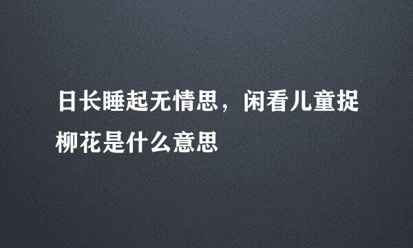 日长睡起无情思，闲看儿童捉柳花是什么意思