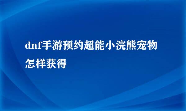 dnf手游预约超能小浣熊宠物怎样获得