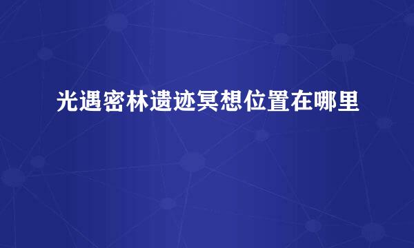 光遇密林遗迹冥想位置在哪里