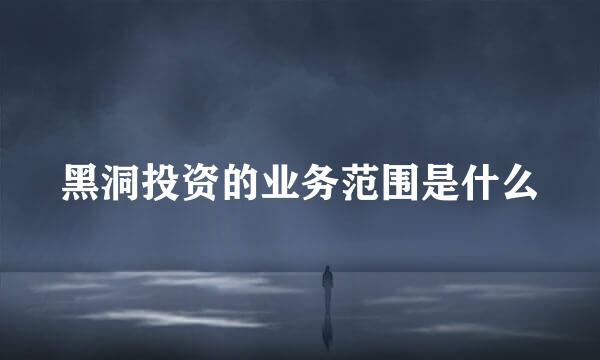 黑洞投资的业务范围是什么