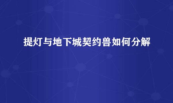 提灯与地下城契约兽如何分解