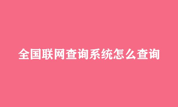 全国联网查询系统怎么查询