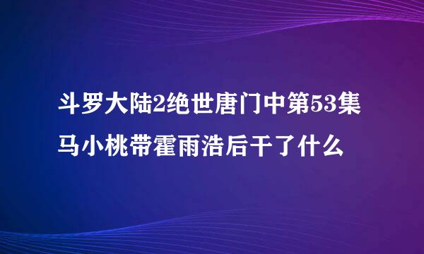 斗罗大陆2绝世唐门中第53集马小桃带霍雨浩后干了什么