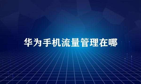 华为手机流量管理在哪