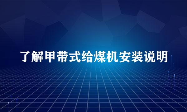 了解甲带式给煤机安装说明