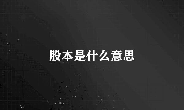 股本是什么意思