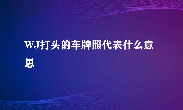 WJ打头的车牌照代表什么意思