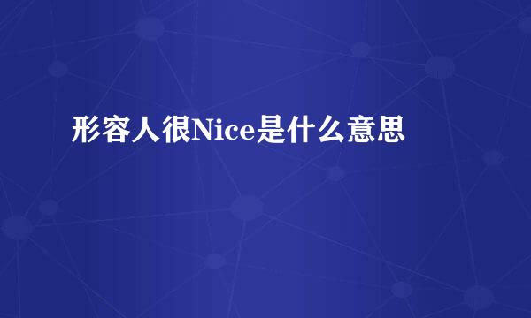 形容人很Nice是什么意思