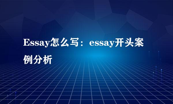 Essay怎么写:essay开头案例分析