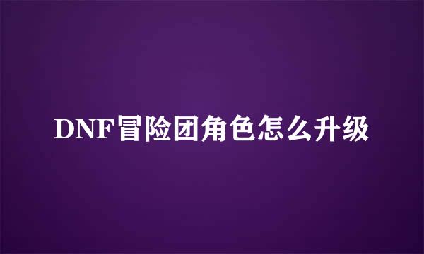 DNF冒险团角色怎么升级