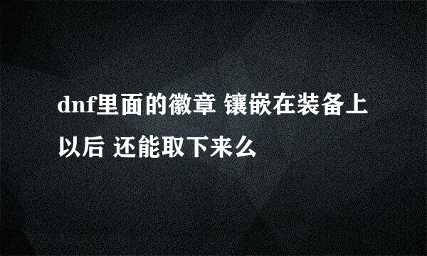dnf里面的徽章 镶嵌在装备上以后 还能取下来么