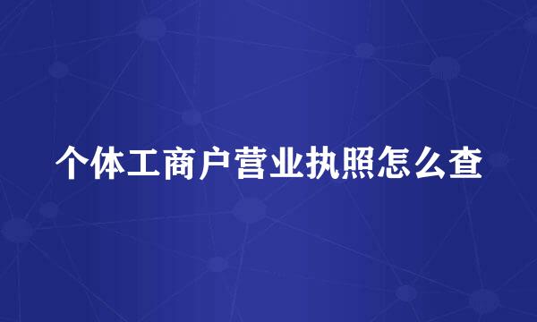 个体工商户营业执照怎么查