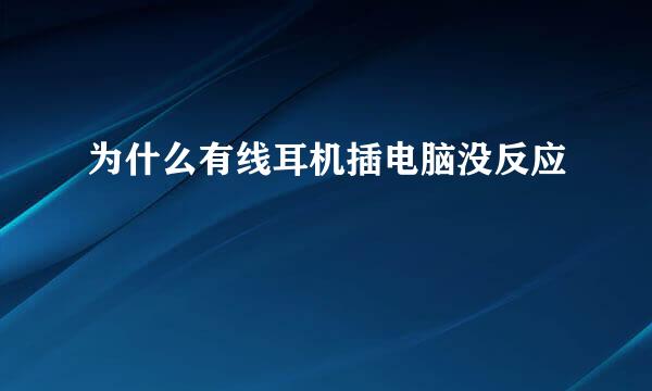 为什么有线耳机插电脑没反应