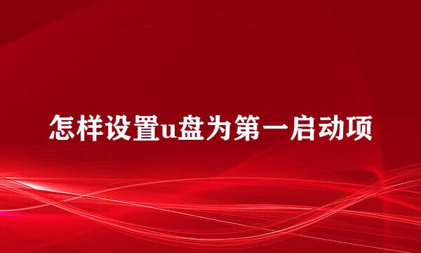 怎样设置u盘为第一启动项