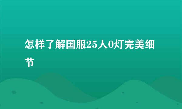 怎样了解国服25人0灯完美细节