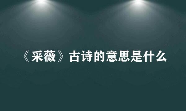 《采薇》古诗的意思是什么