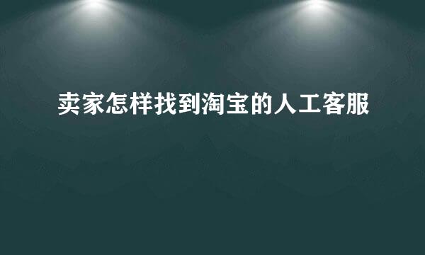 卖家怎样找到淘宝的人工客服