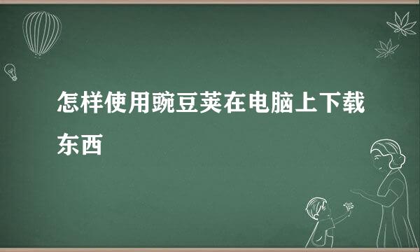 怎样使用豌豆荚在电脑上下载东西