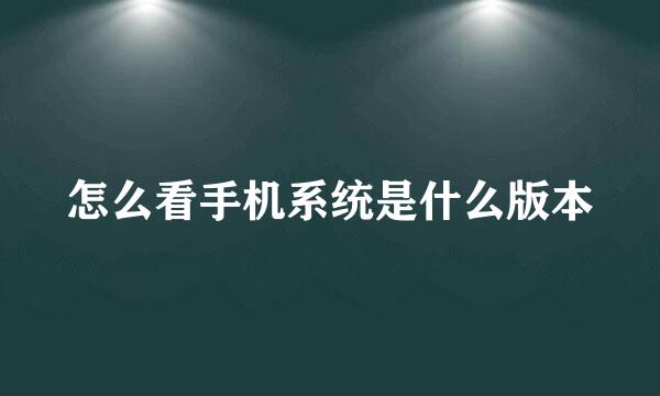 怎么看手机系统是什么版本