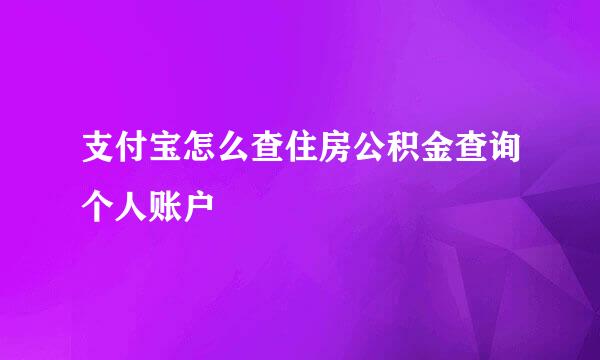 支付宝怎么查住房公积金查询个人账户