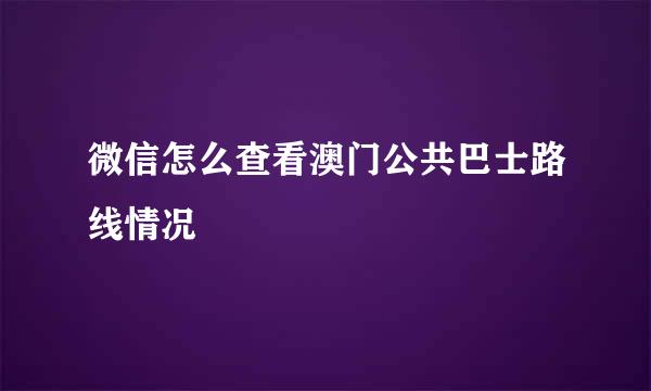 微信怎么查看澳门公共巴士路线情况